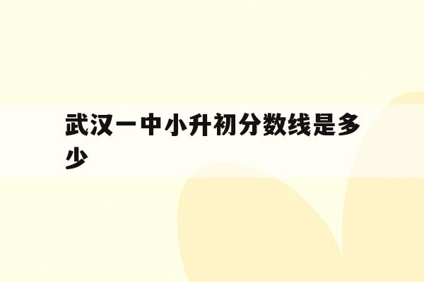  武汉一中小升初分数线是多少_