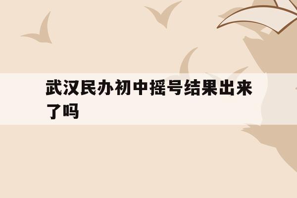  武汉民办初中摇号结果出来了吗_武汉民办中学摇号摇不上还能上公办吗