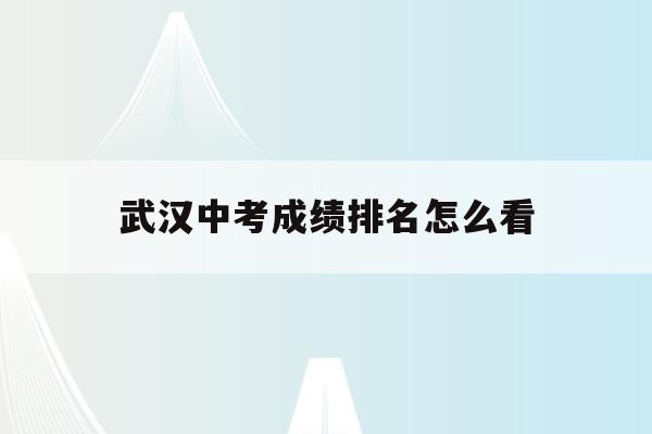  武汉中考成绩排名怎么看_武汉中考成绩怎么查询2020