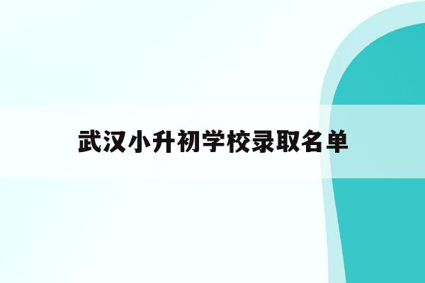  武汉小升初学校录取名单_武汉小升初学校升学率排名