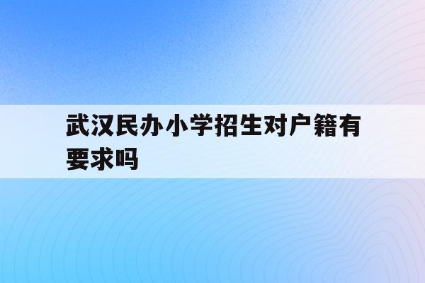  武汉民办小学招生对户籍有要求吗_武汉民办小学招生对户籍有要求吗现在