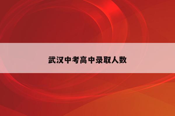 武汉中考高中录取人数
