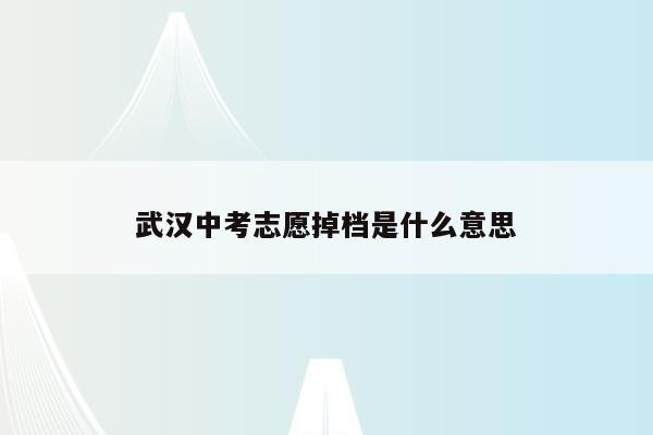 武汉中考志愿掉档是什么意思