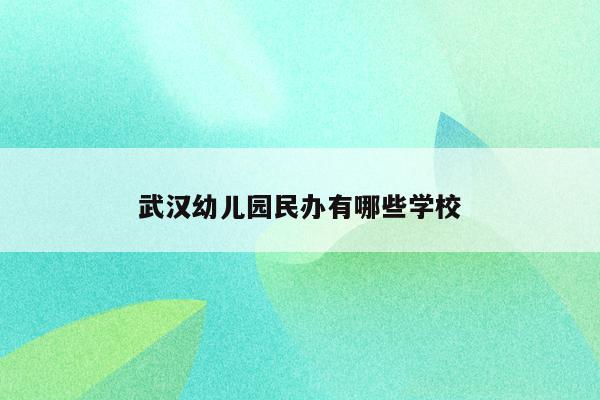 武汉幼儿园民办有哪些学校