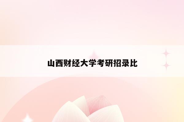 山西财经大学考研招录比